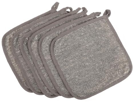 Ipetboom 6pcs Grey Bamboo Charcoal Fiber Exfoliating Washcloths Body Scrub and Face Clean Bath Towels for Sensitive Skin Gentle Cleansing in Shower and Bath