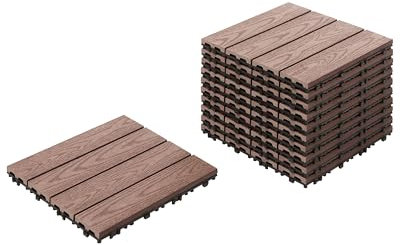 WPC Terrassenfliesen 11er Set 30x30 cm Holzoptik braun mit Klicksystem Atessa