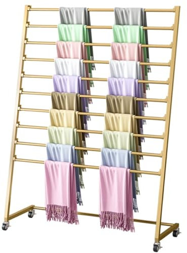 Schalständer aus Metall, mit Rollen, tragbarer Schalhalter und Krawattenhalter für Boutique-Display, Einzelhandel, Nizer für Gürtel, Schals, Hijabs, Handtücher und Hosen