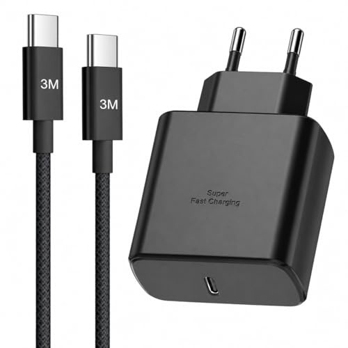 45 W snabb USB C-laddare för Galaxy S26/S25/S25 Ultra/S24/S24 Ultra/S23/S23 Ultra/S22/S21/A55/A54/A15/A14, USB C-kontakt med nylon 3 m USB-kabel c snabbladdning