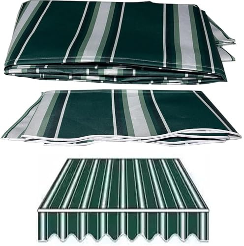 Telo Di Ricambio Per Tenda Da Sole 300x250cm Retrattile Manuale Tessuto Di Ricambio Per Tenda Parasole, Tettuccio Parasole Copertura Superiore Di Ricambio In 280 G/m² Poliestere(Green,4x3.5m/13x12ft)