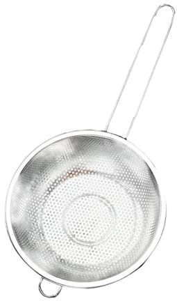 FUNNETOYU Cesto Per Lavaggio Riso e Verdure in Acciaio Inossidabile Manico Singolo, Cestino Di Frutta Poroso e Scarico, Design Salvaspazio, Uso Alimentare Sicuro, Uso Quotidiano Cucina