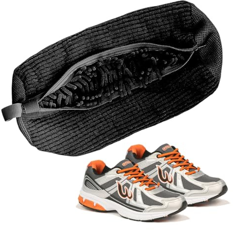 Turnschuh-Kulturbeutel - Schützen Sie Ihre Turnschuhe & Waschmaschine - Strapazierfähiger Kulturbeutel für Sneaker, Schuhe & Feinwäsche - Passend für Schuhgrößen 38-46 cm (Schwarz, 1 Stück)