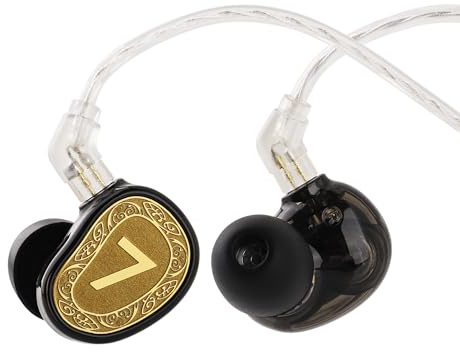 Linsoul 7Hz x HBB Elua Ultra In Ear Monitor, Cuffie con Doppio Driver Dinamico, Auricolari Cablati in Rame Senza Ossigeno ad Alta Purezza per Musicisti Audiofili (Dorato)