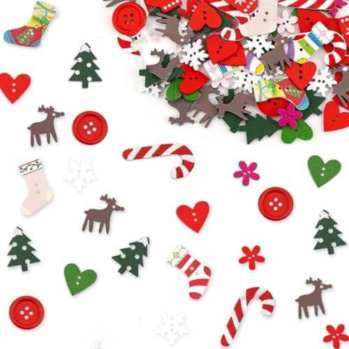 100Stück Konfetti Streudeko Weihnachten Deko,Tischdeko Weihnachten Strumpf Elch Weihnachtsbaum Schneeflocken Holz Konfetti Bunt Weihnachtskonfetti Weihnachtsdeko für Weihnachts Tischdeko Streudeko