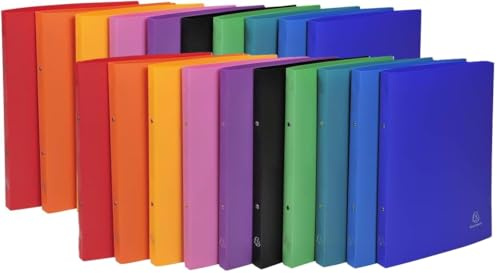 Exacompta 541999E Ringbuch (PP, DIN A4, blickdicht, Rücken 20mm) 10 Stück gemischte farben (Ringbuch 2 Ringe, sortiert, 20er Pack)
