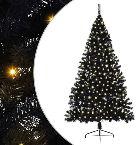 vidaXL Árbol de Navidad Artificial Preiluminado Negro 180 cm PVC
