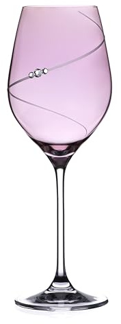 DIAMANTE Copa de vino rosa con diseño de silueta rosa, cristales de colores y caja de presentación para el día de la madre, aniversario en caja de regalo de elixir