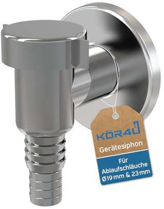 kör4u Sifone APS1 cromato DN32 con apertura di manutenzione, sifone per lavatrice, lavastoviglie e asciugatrice a pompa di calore – secondo EN 274