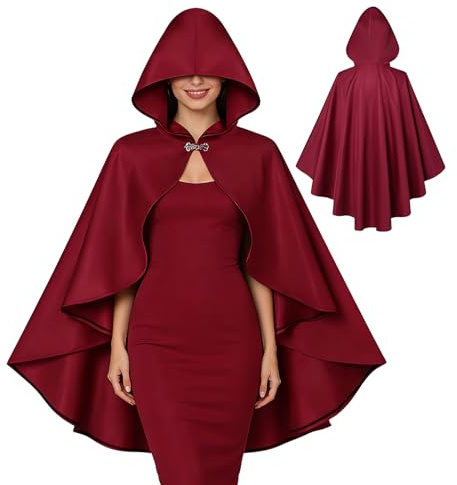 Mantella da donna - Costume unisex morbido e traspirante | Mantella corta per cosplay medievale di Halloween, stile rinascimentale per performance sul palcoscenico, festival, carnevale, casa e scuola