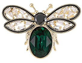 LYGXWJFC Broche Abeille pour Femmes, épingle à Revers à la Mode, Zircon Vert, Insecte Miel, Petite Broche, Bijoux Cadeau