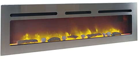 Chemin'arte chimenea eléctrica empotrada 150cm acero inoxidable 149