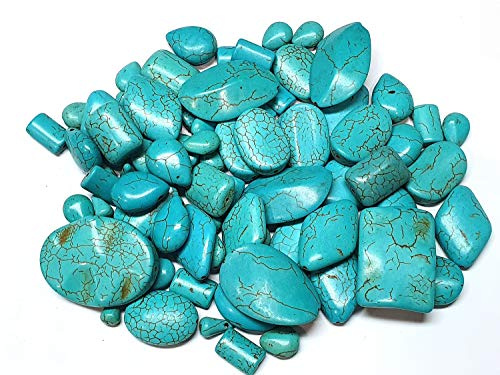 Perlin 1 Kilo Türkis Edelstein Perlen Set Mix Rund Würfel Oval 12mm bis 35mm Schmucksteine Halbedelstein für Schmuck Konvolut Edel Bastelset G168