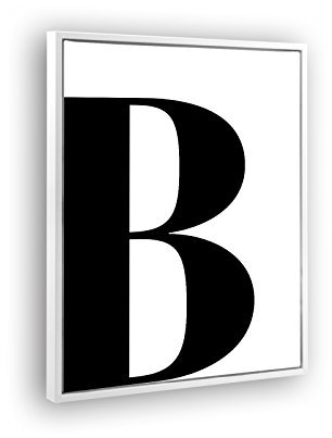 Bildershop-24 Schattenfugenrahmen Lemgo Weiß (matt) mit Keilrahmen Leinwand Bild Druck Motiv: Buchstabe B Schwarz 21x30cm