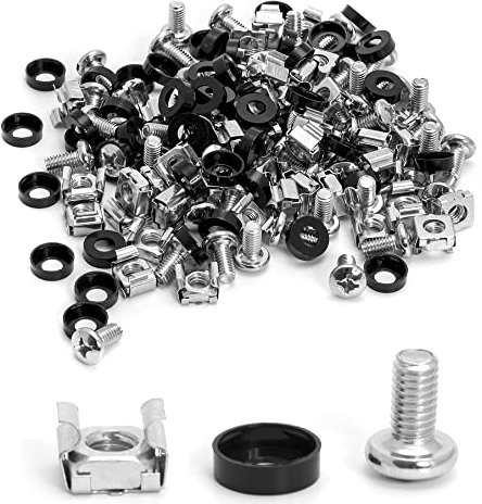 MMOBIEL 50 Confezione Dadi a Gabbia, Viti e Rondelle M6 x 16 mm per Montaggio a Rack, Armadi per Server, Scaffali e Router