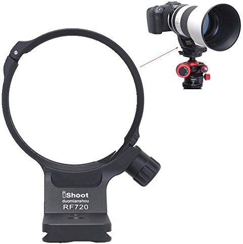 iShoot Metall-Stativ-Halterung, Objektivmanschette, kompatibel mit Canon RF 70–200 mm f/2.8L IS USM E (III), Objektiv-Halterung, Unterseite ist Arca-Swiss Fit Schnellwechselplatte, Luftfahrt-Aluminium
