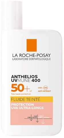 La Roche Posay Protector Solar con Color, SPF50+, Previene el Estrés Oxidativo, Resistente al Agua, Sudor y Arena, Fórmula con Mexoryl 400, Fluido Invisible, Anthelios UV-MUNE 400, 50 ml