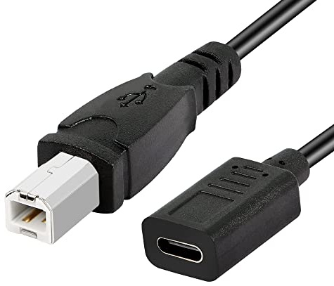 GELRHONR USB-C-Druckerkabel, USB C auf USB B 2.0-Kabel, Typ-C-Buchse auf USB 2.0-Stecker, Midi-Kabel, für Laptop-Drucker, Midi-Tastatur, 30 cm