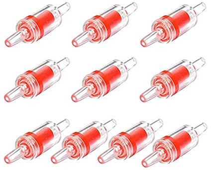 MaoNativey 10 PCS Aquarium Air Pump Check Valves Red Clear Plastic One Way Non-Return Check Valve for Fish Tank