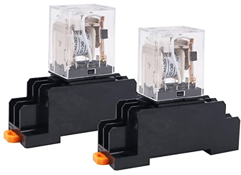 WANGCL 2 mini interruptores electromagnéticos de relé de 12 V CC de 8 pines DPDT 2NO+2NC con indicador LED de base de enchufe