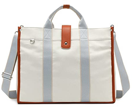 Laptoptasche für Damen, 39,6 cm (15,6 Zoll), leichte Canvas-Tragetasche, Lehrer, Arbeitstasche für Schule, Reisen, Weiss/opulenter Garten, Lässige Laptoptasche