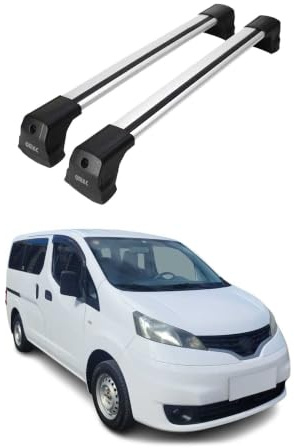 OMAC Dachträger für Nissan NV200 2009-2020 Aluminium 2 Stangen Silber | Abschließbar, Querträger, Grundträger