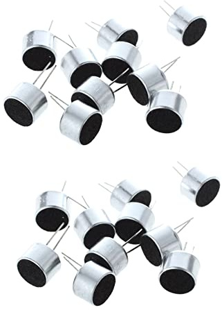 Nicfaky 20 Stück 2 Pin Mini MIC Kapsel Elektret-Kondensatormikrofon Silberton Schwarz
