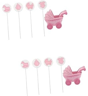 Abaodam 2 Sets Babyparty-kuchenaufsatz Kinderwagen-kuchendekorationen Geburtstagskuchenaufsatz Party-kuchendekor Babybedarf Für Babygeburtstagsfeiern 5 Stück * 2