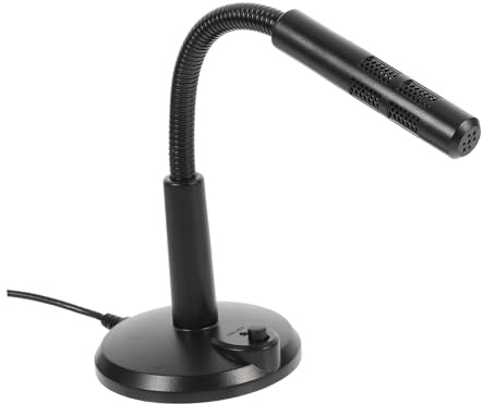 Mikikit Verstellbares USB Mikrofon für Laptop und PC mit Basis | Aluminiumlegierung, Schwarzes Design, Flexibler Winkel, Stabiler Standfuß