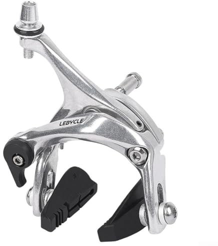 Sileduove Bike Brake Calipers, Rear Bike Caliper Brake Set V Shape Mechanical Dual-Pivot Brake Set (Silver-front clip)