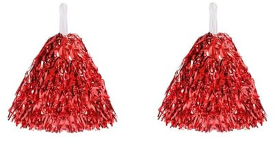 Naisfei 2 Stück Cheerleader Pompons, Rot, Metallfolie, für Sport, Tanz, Feiern