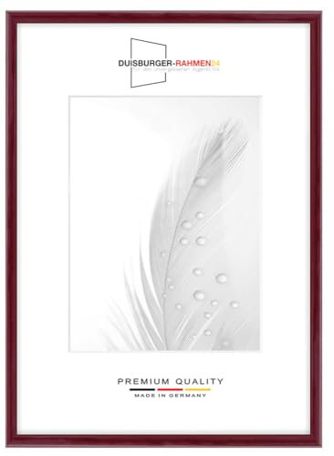 Cornice portafoto in legno sottile, 50 x 70 cm, colore rosso bordeaux lucido, con vetro sintetico infrangibile e anti-riflesso | cornice per poster, puzzle | foto collage DR116