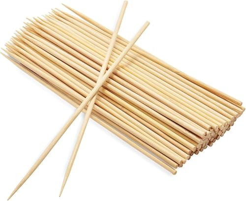 120 Bamboo Kebab Skewers, 30cm Biodegradable Wooden 11.8 BBQ Sticks for Meat, Vegetables, Fruit, Sweets, Candy Floss and Platters