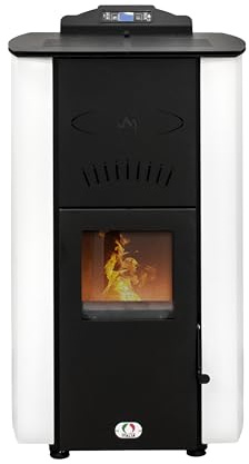 STUFE A PELLET ITALIA Asia Limpieza Automática 24 kW WiFi - Estufa de pellets para calefacción y agua caliente, eficiencia 92%, potencia calorífica 180 m², autonomía 22 horas, programable, 5 niveles