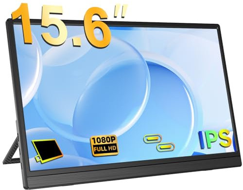 Newsoul Extrander Monitor portátil de 15.6 Pulgadas Extrander Segunda Pantalla para portátil con Mini HDMI/USB Tipo C/Altavoces duales/VESA/Smart Bracket FHD 1080p IPS Mate Pantalla amigable para los