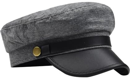 Bohue Retro Flat Top Cap Vintage Newsboy Cap Taxi Driver Theme Hat for Driver Costume Supplies (Grau)
