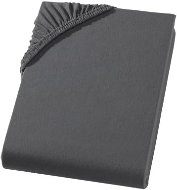 Spannbettlaken 180x200-200x220 cm für Wasserbetten & Boxspringbetten – Jersey 100% Baumwolle für Matratzen bis 35 cm Höhe, Bettlaken in Übergröße, Anthrazit