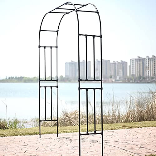Arco de hierro forjado para jardín para plantas trepadoras, marco de soporte de vid de rosas, decoración de jardín al aire libre para césped, patio, terraza, blanco (150 cm), negro (230 cm)
