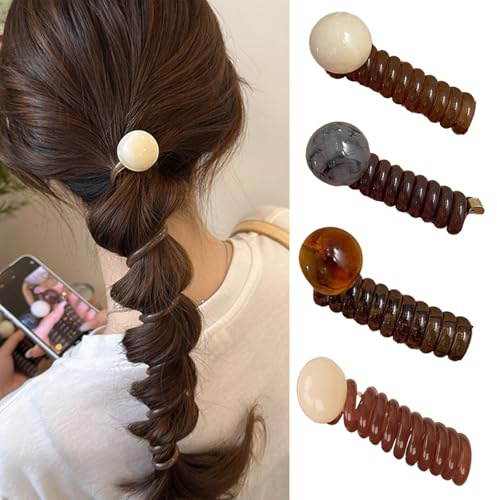 Spiral Hair Ties telephone wire hair bandsHair Bands for Women's Elastic Spiral Hair Ties for Women Girls Ponytail Holder Accessories