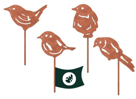 VERDOBA Vögel Gartendeko Rost - Gartenstecker Rost Vögel - Gartendeko Vogel Set mit Rostpatina - Blumenstecker - stabile Gartenstecker - Rostdeko für Garten, Balkon & Terrasse