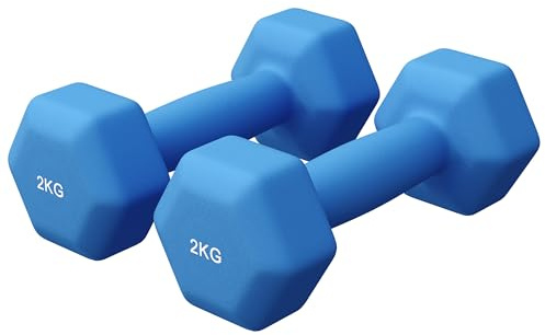 GORILLA SPORTS® Hanteln Set aus Neopren, Gusseisen, Gewichts- und Farbwahl | Hexagon Kurzhanteln mit rutschfestem Halt; die hexagonale Form verhindert Wegrollen; Hantelset, Pilates, Frauen, Männer