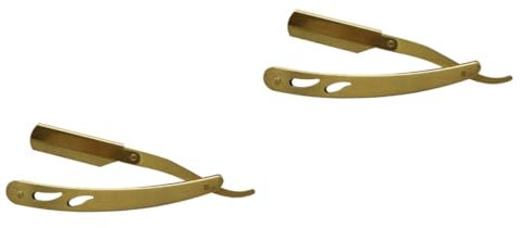 minkissy 2 Stücke Bart Rasiermesser Barber Rasierer Rasierer Wachs Gesichts Manuelle Rasiermesser Vintage Rasiermesser Eyrbrow Rasiermesser Männer Rasiermesser Goldene