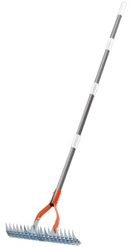 Strumento da giardino per rastrello a mano, Rastrello in metallo di paglia | Coltivatore in acciaio inossidabile con manico lungo regolabile - Coltivatore ergonomico per bar attrezzi da giardinaggio