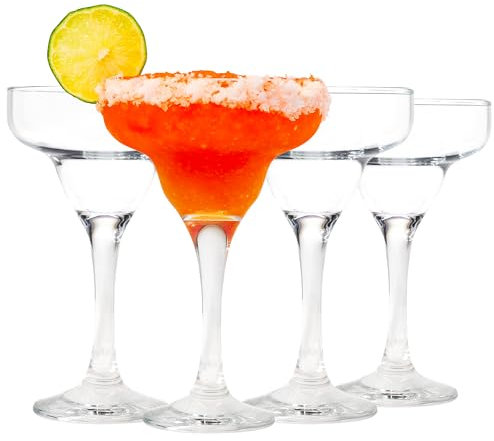 Werwing Lot de 4 verres à margarita de 255 g, durables, passent au lave-vaisselle, pour mariages, fêtes, cocktails - Transparent