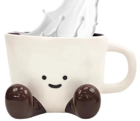 Cute Tea Mug - Mug | Animal Cup | Novelty Tea Cup with Feet | Aesthetic Ceramic Hand-kneaded Pen Holder | Decorative Desk Accessory for Offices Home, Birthday Christmas