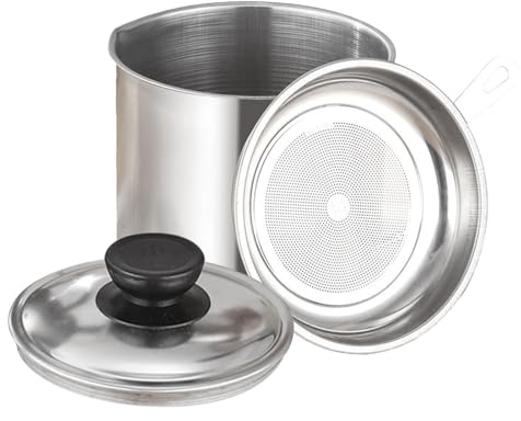 Proavangera De Graasa De Tocino De Acero Inoxidable - Conjunto De Contenedores De Aceite De Graasa Versátil | Filtro De Aceite De Cocina De Cociina Con Tapa De Gran, Olla De Grasa De Cociina Par