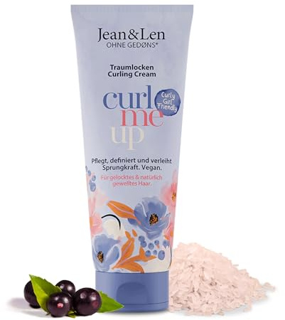 Jean & Len Traumlocken Curling Cream Reiswasser & Acaibeere, vegan, 100 ml | Für gelocktes & natürlich gewelltes Haar, curly girl friendly, definiert & verleiht Sprungkraft, ohne Silikone