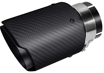 Krtopo 54mm 2,1 Auspuffspitzen Auspuff Edelstahl und Glänzende Kohlefaser | Auto Auspuff Endrohr, Einlass 2,1 Auslass 3,5(89mm) (Einzelne Spitze-Matt Ganz Schwarz-54MM)
