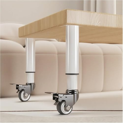 Patas ajustables para muebles con ruedas, patas de mesa de metal blanco con ruedas, 14-17 cm de altura, placa de montaje universal, para sofá, mesa de café, escritorio