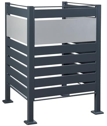 Cache-Poubelle Acier galvanisé 120 x 91 x 91 cm Anthracite Argent 03_0009095